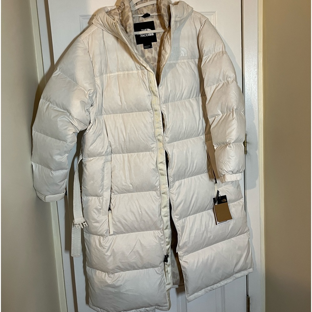 The North Face white puffer jacket